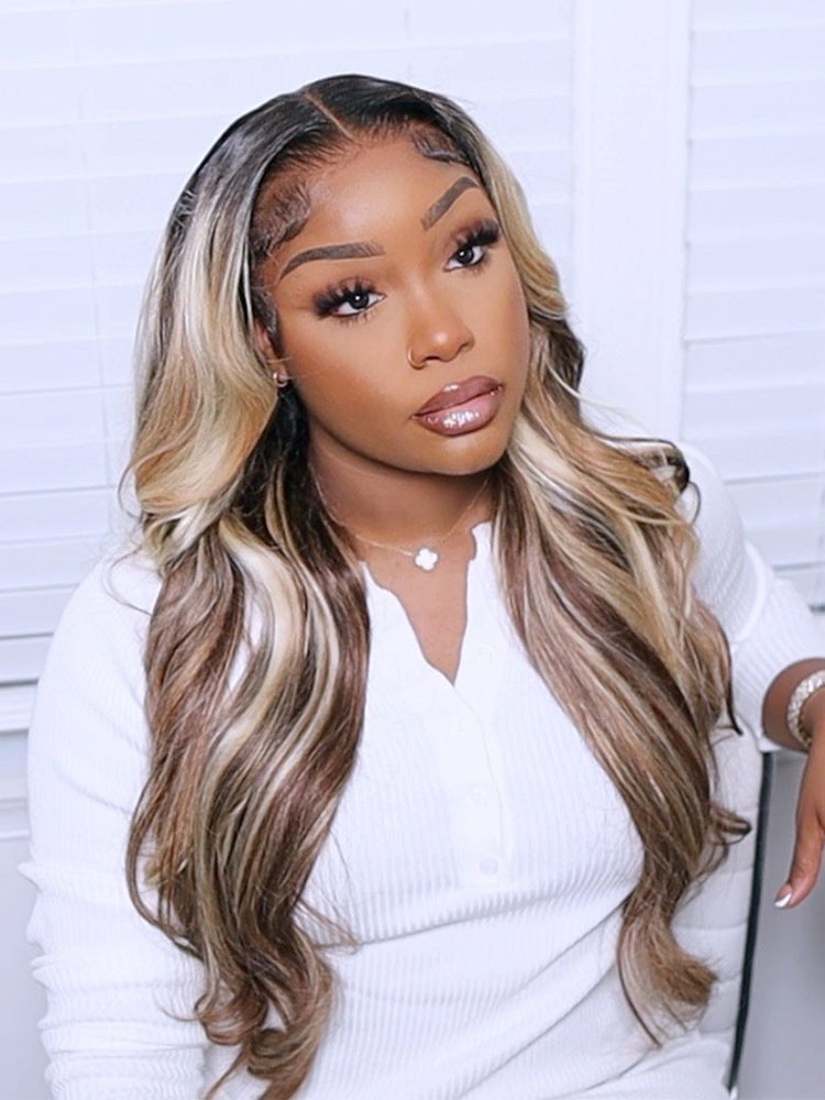 blonde balayage highlights on brown hair