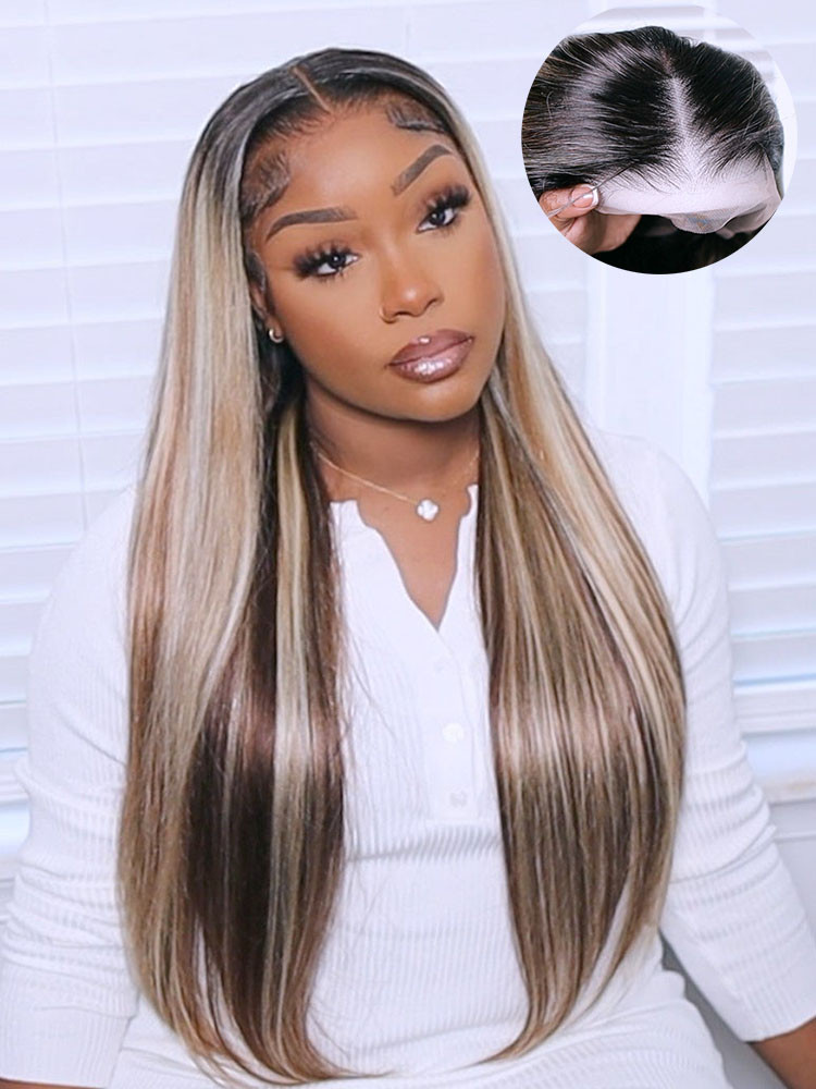 blonde balayage on dark brown hair