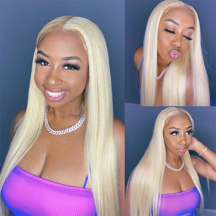 straight blonde closure wigs