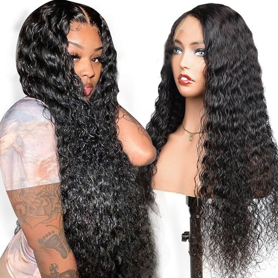 water wave human hair lace front wigs