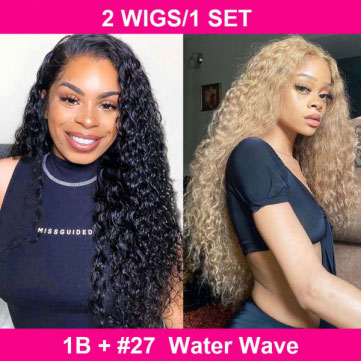 one 1B and one #27 water wave 4x4 lace closure wigs