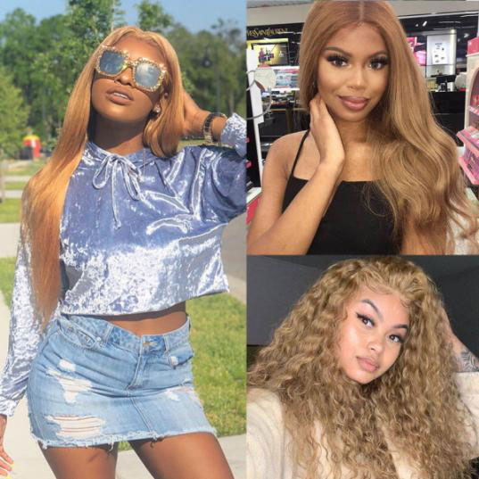 #27 honey blonde lace part wigs