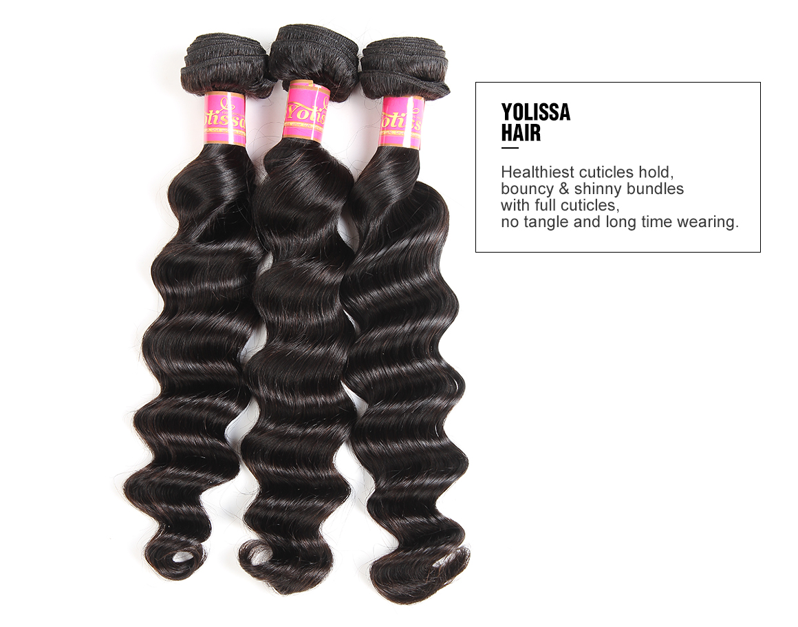 brazilian hair loose deep wave bundles with 4x4 lace closure