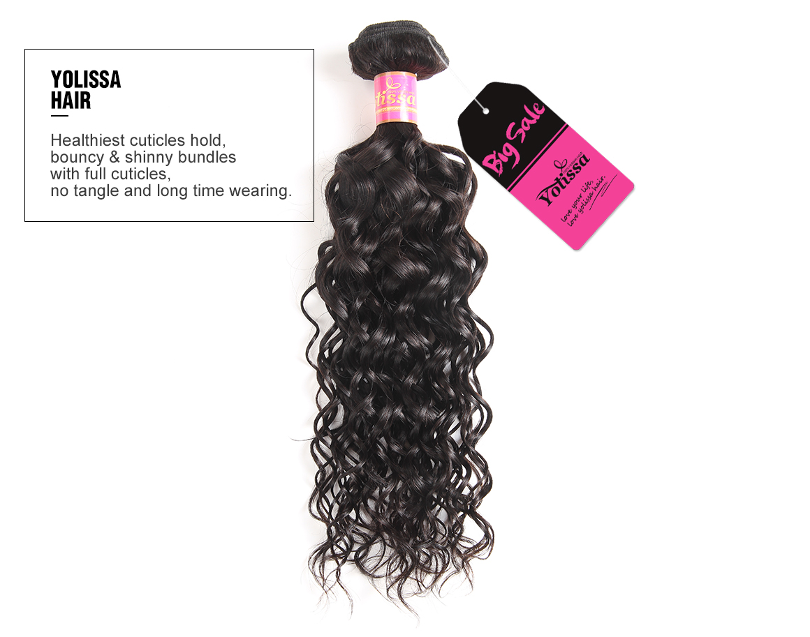 brazilian hair water wave bundles with lace closure