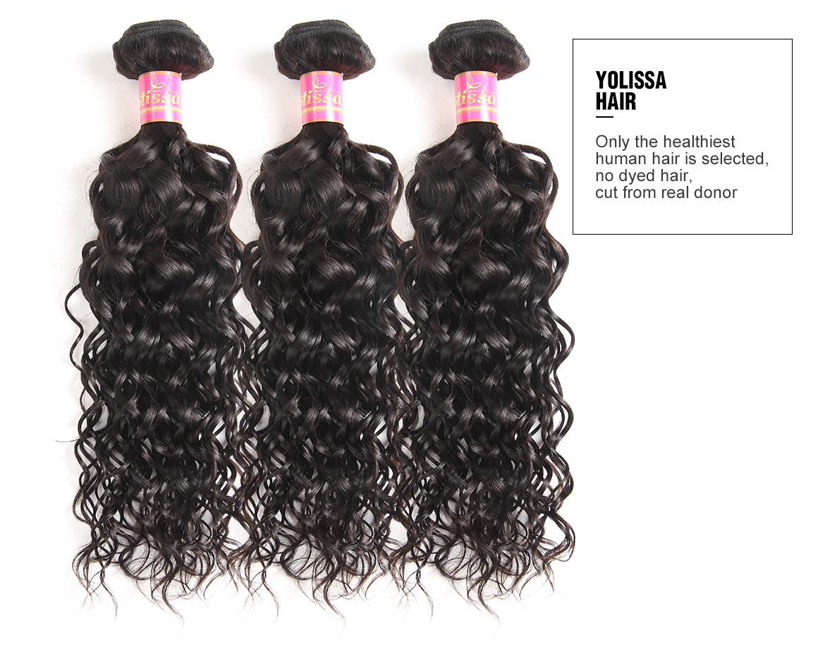 brazilian hair water wave bundles with lace closure