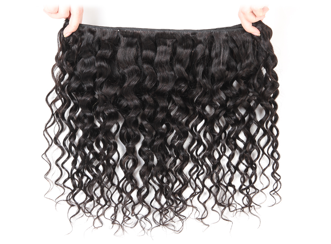 brazilian water wave hair bundles with swiss lace closure
