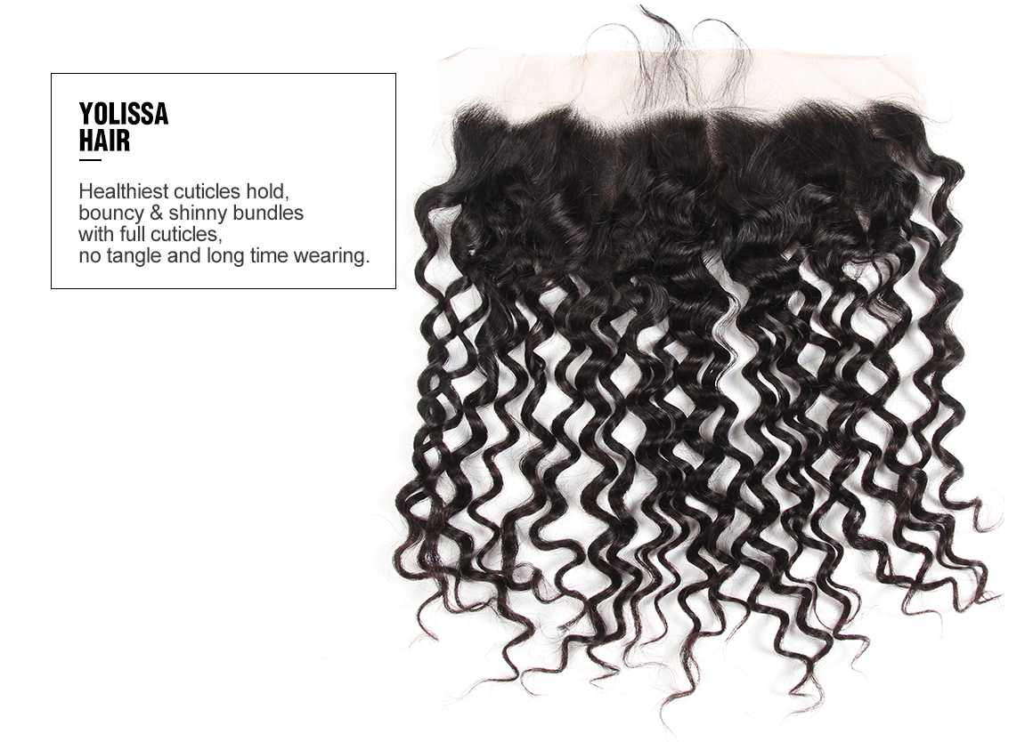 Brazilian 13x4 Lace Frontal Water Wave Virgin Hair Weave Free Part