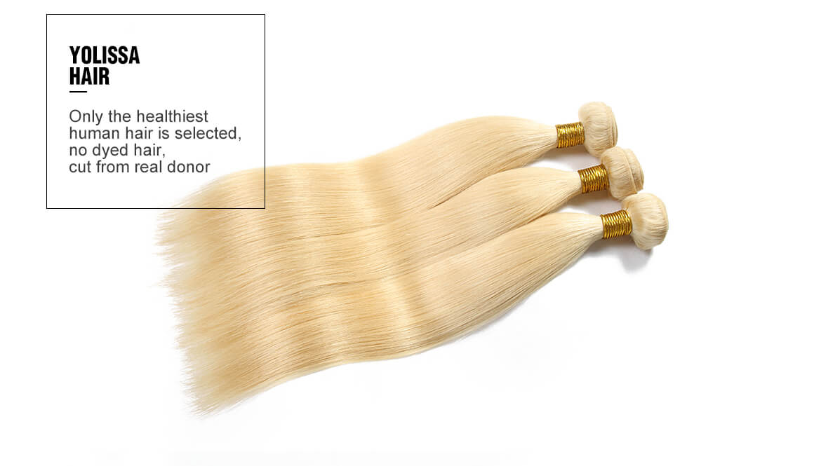613 Blonde Hair 3 Bundles With 5*5 Closure