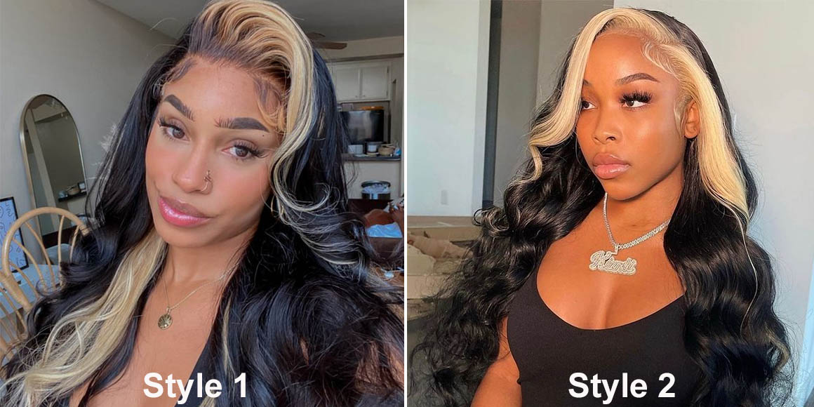 black wig with 613 blonde highlights