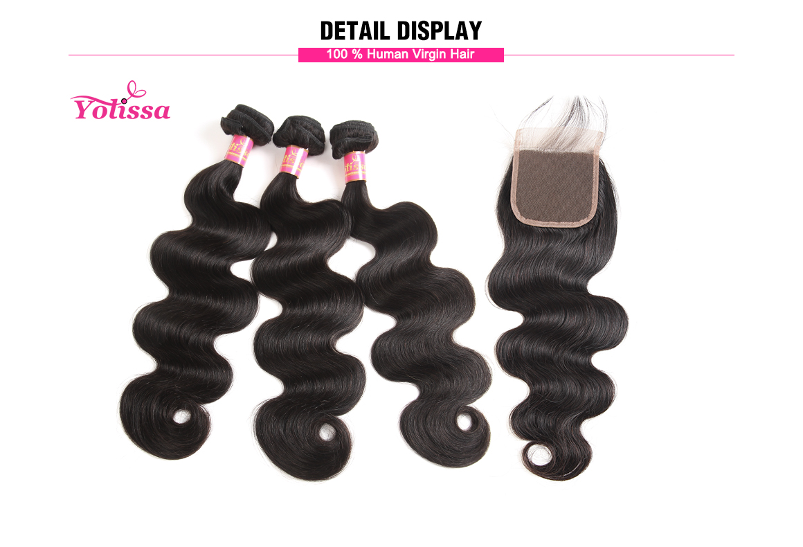 brazilian hair body wave bundles with closure 5x5