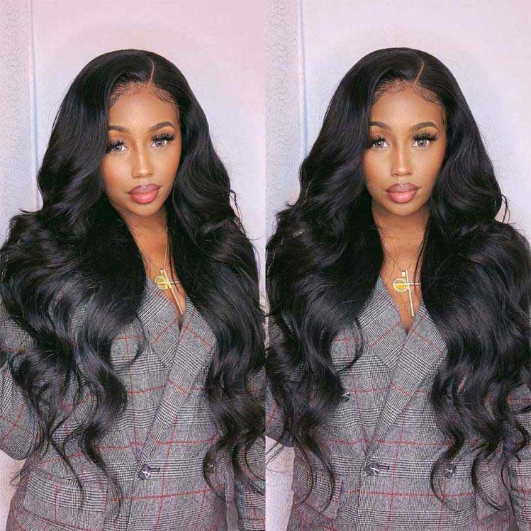 natural black lace front wig