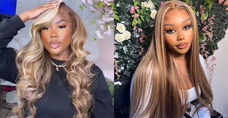 Brown Wig With Blonde Highlights human hair wigs
