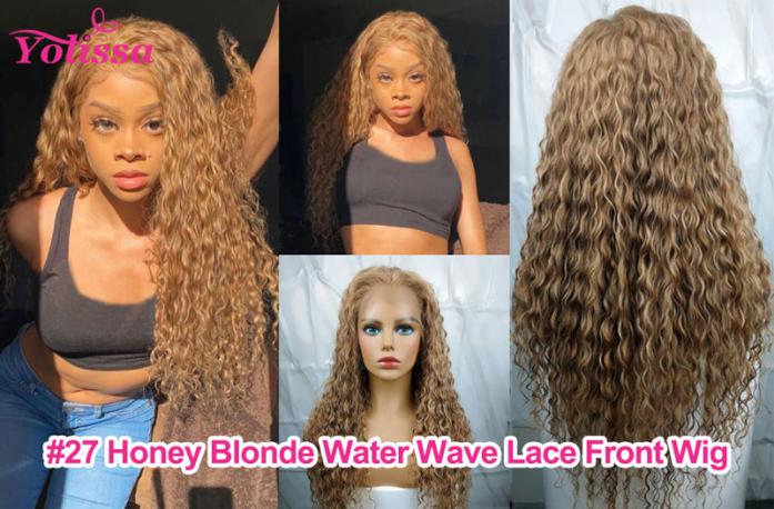 #27 Honey Blonde Water Wave Lace Front Wig