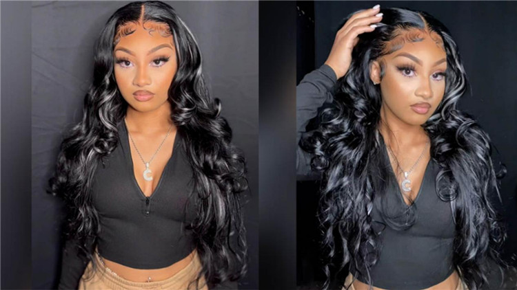 Black Wig With Gray Highlights