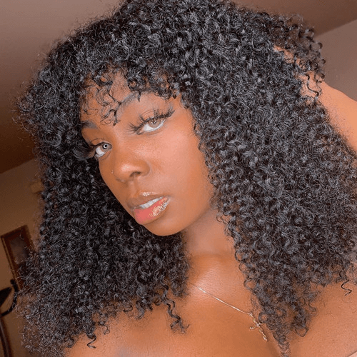 curly wig with bangs