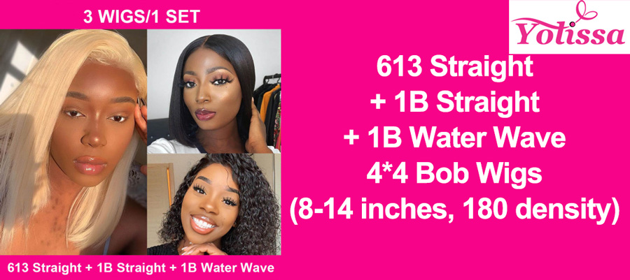 Pay one get three bob wigs: 3 wigs in one package