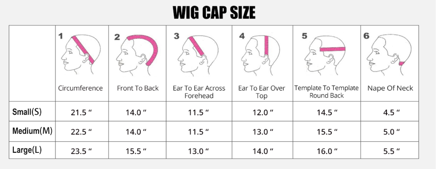 cap size of lace wigs