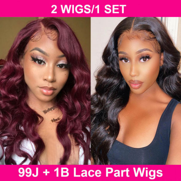 1B and 99J Body Wave Lace Part Wigs Combo
